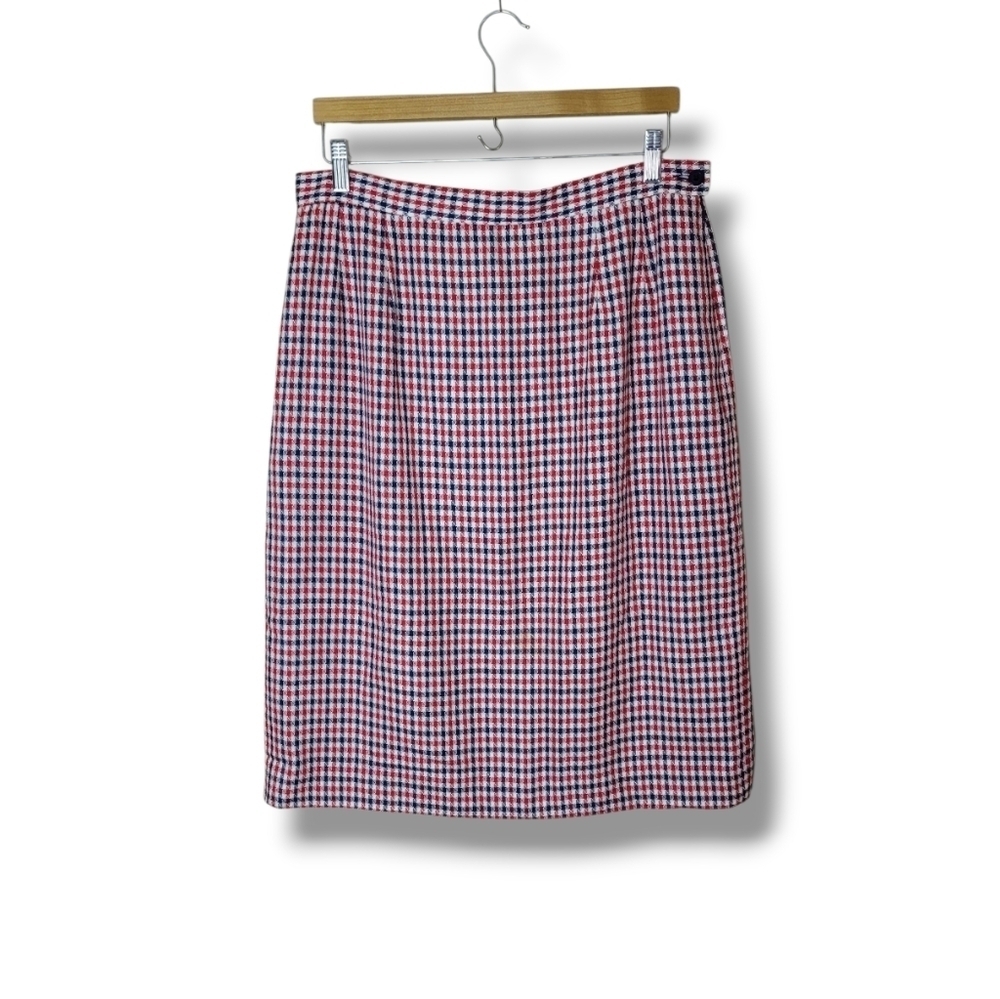 Vintage Pendleton Gingham Plaid Pencil Skirt Size 12 32" Waist